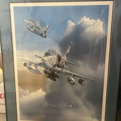 Rare Aviation Lithograph - "Triple Threat" by John R  Doughty - 38" x 30"