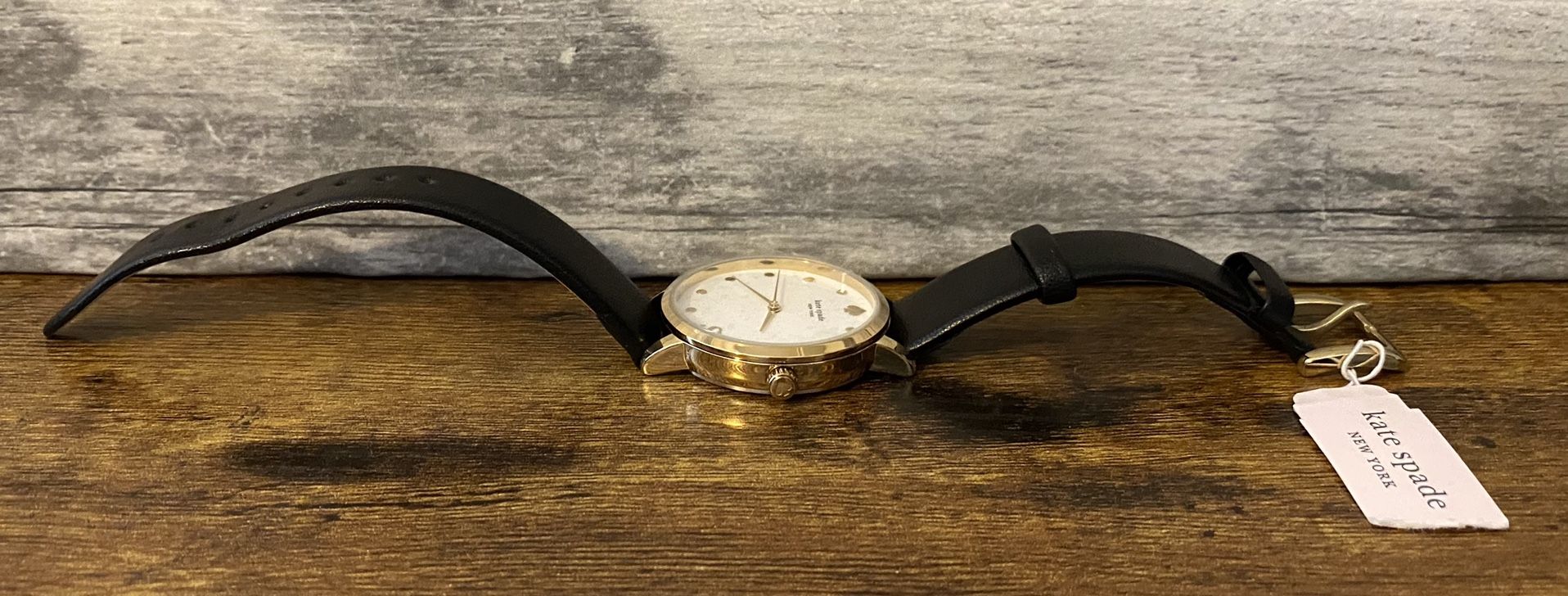 Kate Spade Monogram Steel 34mm Watch Leather Strap KSW9009S ~ Needs New Battery