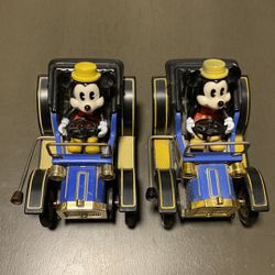 Vintage 1981 Walt Disney Mickey Mouse 1908 Lever Toy Car Tin Masudaya Corp WORKS