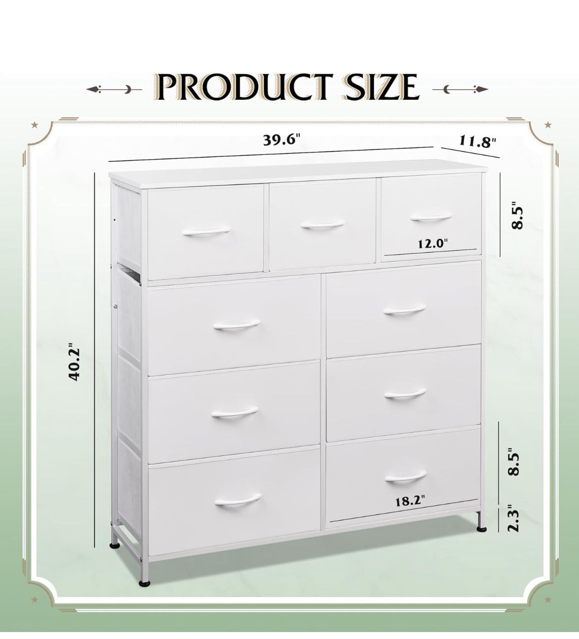 9 Fabric Drawer Dresser - White