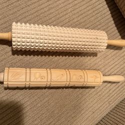 Two Decorative Wooden Rolling Pins