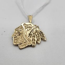 14kt Gold Chicago Blackhawks Pendant 2.8G