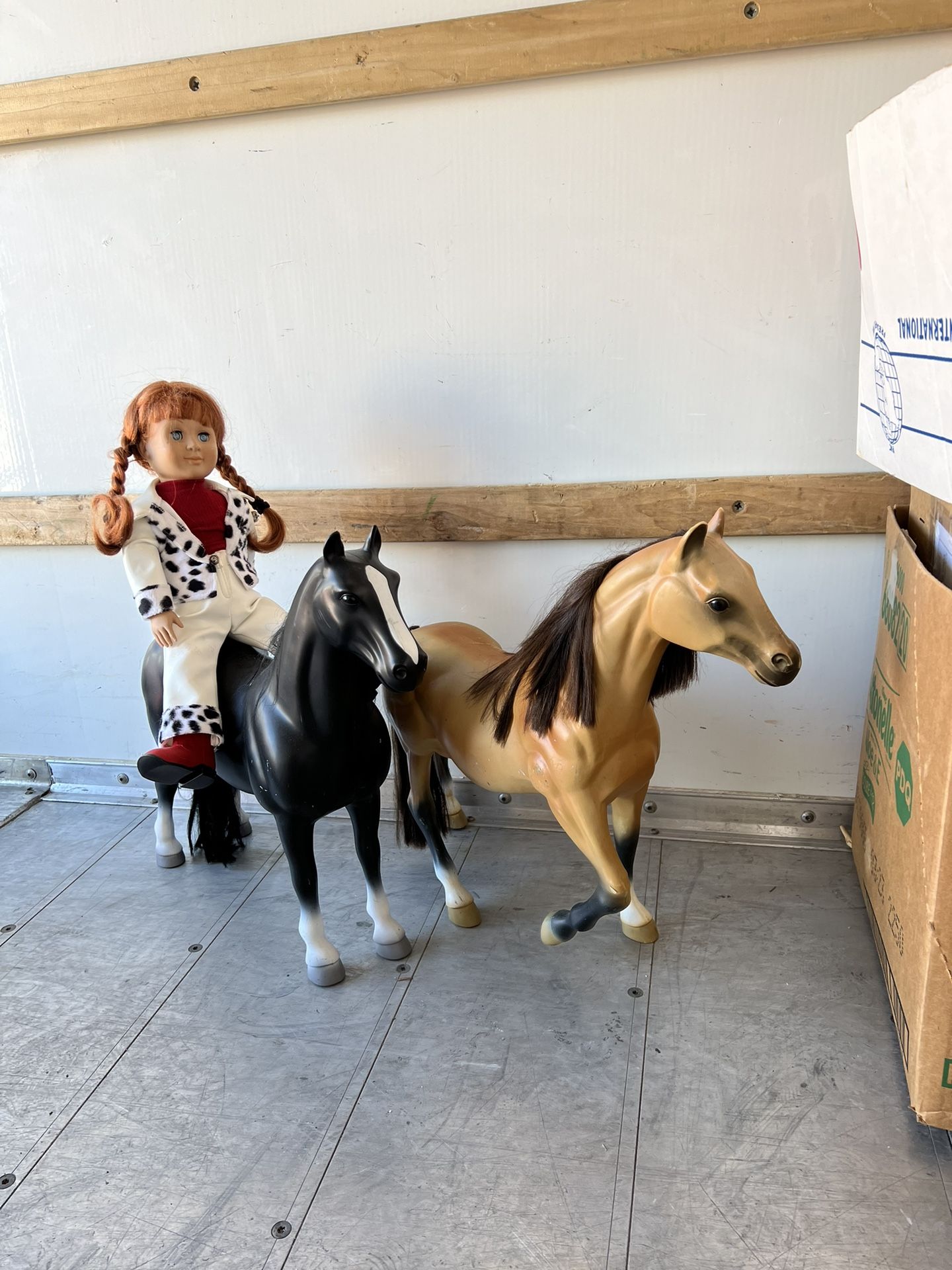 American Doll Look Alike W/ Two Horses
