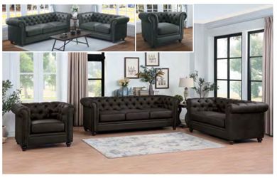 Grey Tufted Sofa and Tufted Love Seat - Brown available too