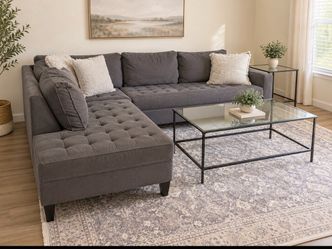 Sectional, coffee tables and rug