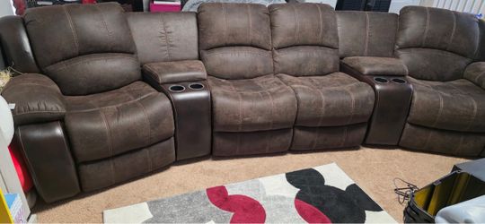 Brown 4 seat recliner
