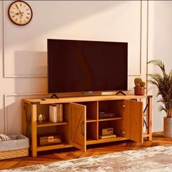 TV Stand for 65 Inch TV, 60 Inch Entertainment Center with Storage, Farmhouse TV Console Table with
