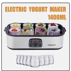 SOKANY Yogurt Maker With Adjustable Temperature Time And 8 Glass Jar