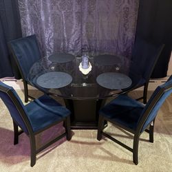5-Piece Modern Dining Set - Round Glass Table with 4 Chairs