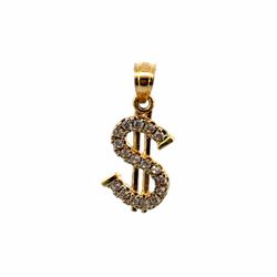 Men’s or Woman’s Ladies 14k Yellow Gold CZ Cubic Zirconia Dollar Sign Pendant for Necklace GP3120131