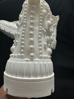 Wedding Pearly High Top Tennis Shoes Combat Boot