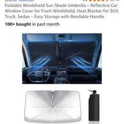 Foldable Windshield Sun Shade Umbrella – Reflective Car Window Cover for Front Windshield, Heat Blocker for SUV, Truck, Sedan – Easy Storage with Bend