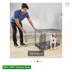 $49.99 Almost New Large Size Ultra Tough 2-Door Folding Dog Crate/ Kennel