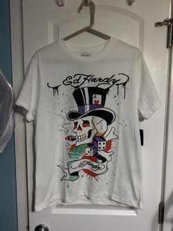 NEW Ed Hardy “Punks Not Dead” White T-Shirt Y2K Vintage (Size Medium)