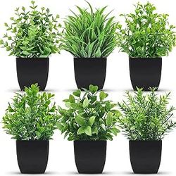 6 Packs Small Fake Plants Artificial Potted Faux Plants in Pot for Home Office Farmhouse Bathroom Shelf Decor Indoor