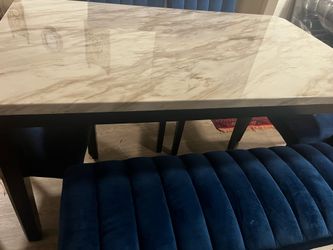 Marble Table (4 chairs, one long chair included)