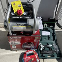 Air Compressor Finish Nailer & Hose