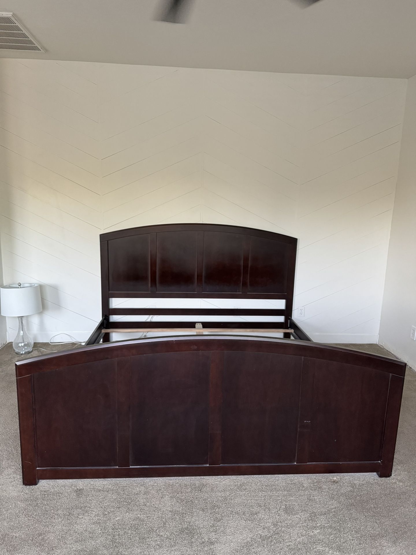 Crate & Barrel Solid Wood King Bed Frame & Box Spring