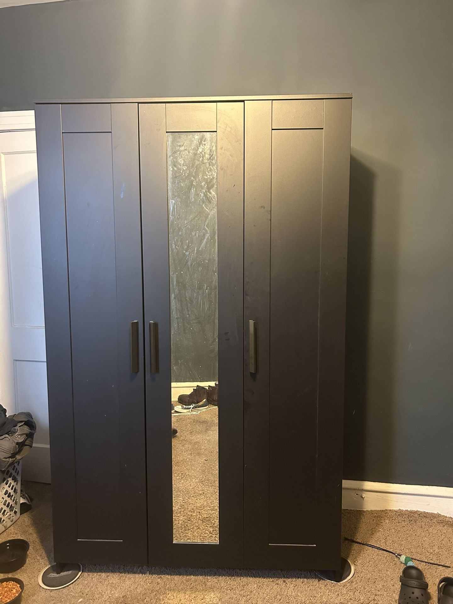Armoire, Black Closet With mirror