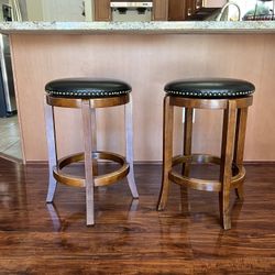 Set Of Two Swivel Bar Stools 