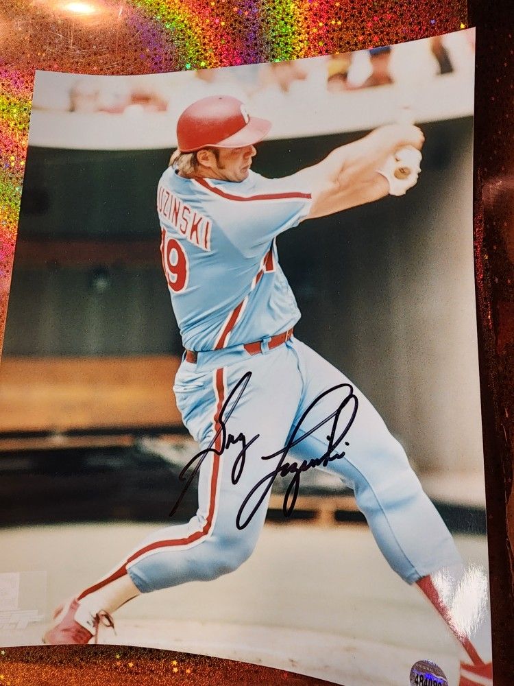 GREG LUZINSKI PHILADELPHIA PHILLIES AUTOGRAPHED SIGNED 8”x10” W/PHOTO, COA ,& Schedule from show