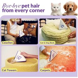 Pet Hair Remover, 3 in 1 Cat and Dog Hair Remover for Couch, Furniture, Car Carpet, Bed, and Clothes, Reusable Pet Hair Remover for Car Detailing Supp