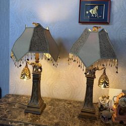 Set of two designer lamps with elephant theme 32”