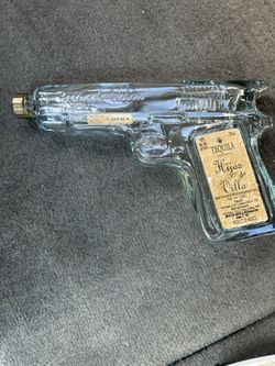 Hijos de Villa Tequila Empty 9mm Gun Shaped Bottle 