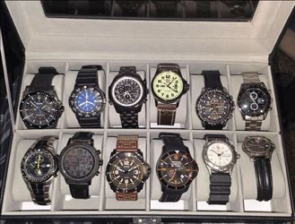 12 watches Citizen Luminox Bulova with case