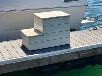 Heavy Duty Wood Boat Stowaway 2 Steps Stowable Dock Stair Storage box