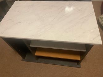 Marble Top TV $5 Off Stand like Large Kitchen Island with Storage, Drop Leaf & Outlet,Black Power Outlet, Drawer, Adjustable Shelves