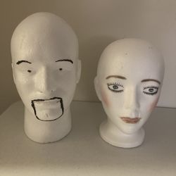 MALE/FEMALE FOAM HEADS GREAT FOR DISPLAYING/STORING WIGS AND HATS $5 FOR BOTH 