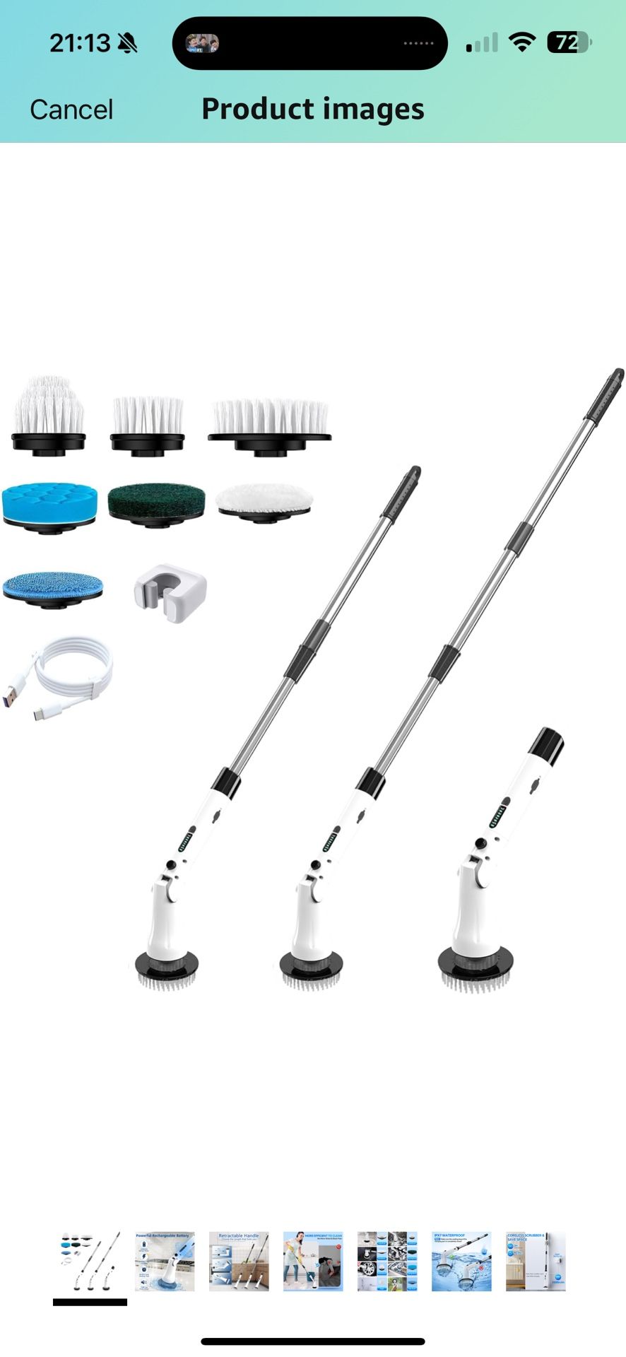 Electric Spin Scrubber, Hillyfe Power Shower Cleaning Brush with 8 Replaceable Brush Heads