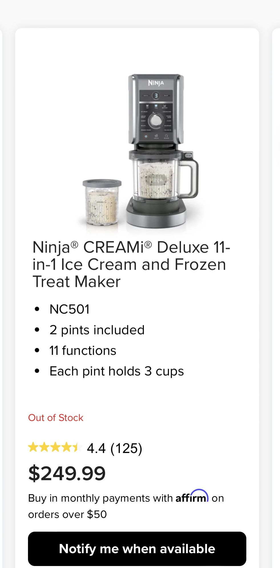 Ninja CREAMi Deluxe 11-in-1 Frozen Treat Maker w/ Extra Pints 