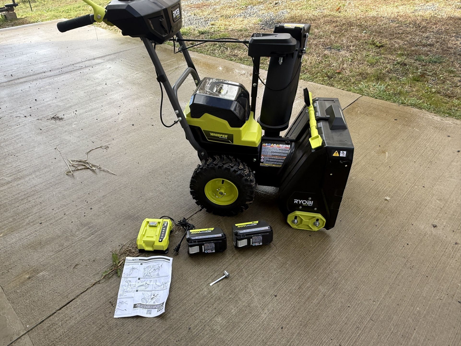 BRAND NEW RYOBI 40V HP BRUSHLESS 22" 2-STAGE CORDLESS SELF PROPELLED SNOW BLOWER 2 BATTERIES CHARGER RETAILS $1510 SELLING FOR $900