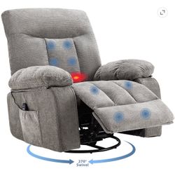 Gray Fabric Swivel Massage Recliner Chair