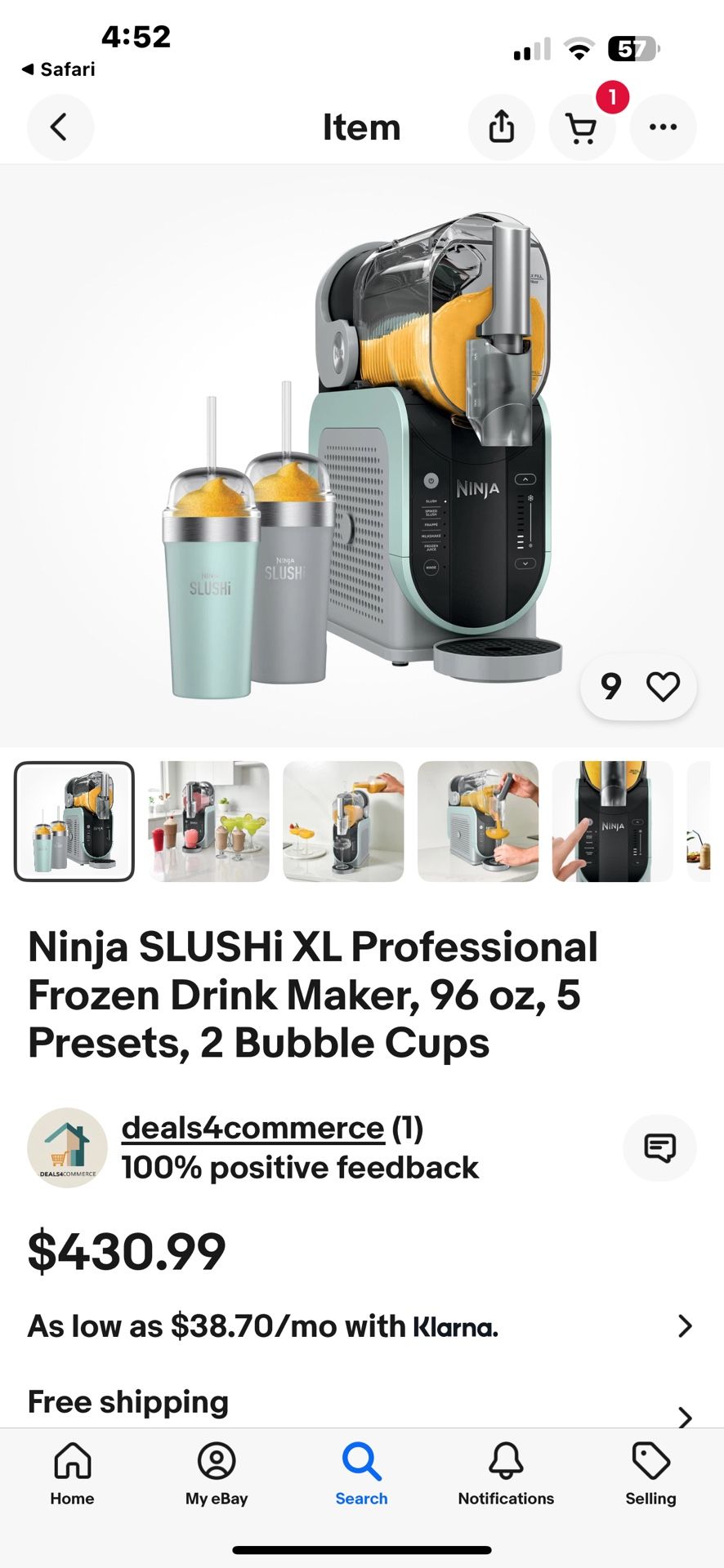 NINJA XL PROFESSIONAL MODEL 96 OUNCE SLUSHI MACHINE W/ 2 INSULATED BUBBLE FLASK CUPS. NEW IN SEALED BOX WITH 1 YR WARRANTY