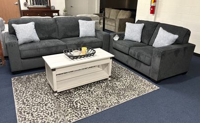 Grey sofa and love seat 2pc set