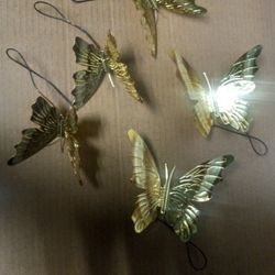 New Home Interiors Brass Butterfly Picks Brass Plated Metal Sculpture set of 5
