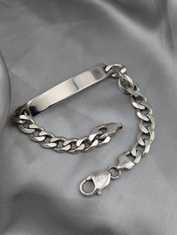 VINTAGE 8" Sterling Silver 925 ID Bracelet Miami Cuban Flat Link 8mm