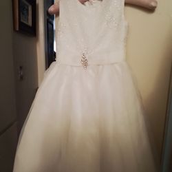 Little Girls Baptism Dress Size 4 Toodler White Church Dress Communion Fits Like 5-6