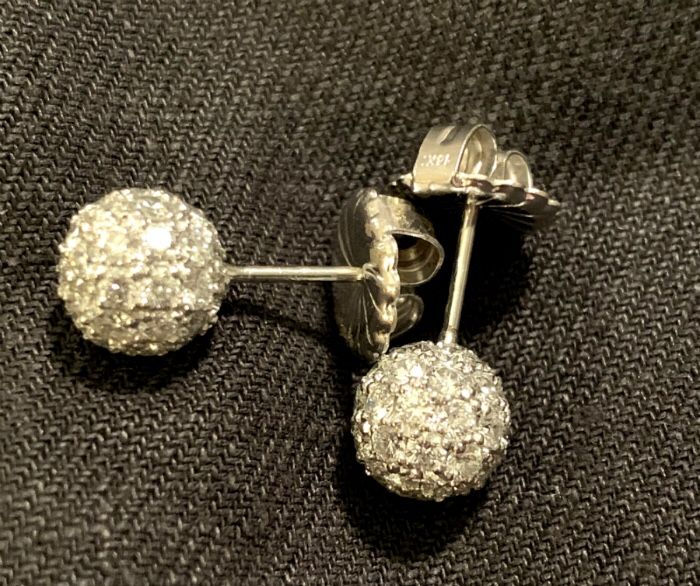 Custom Designed 14K White Gold Diamond Earrings - Appraised w/Paperwork