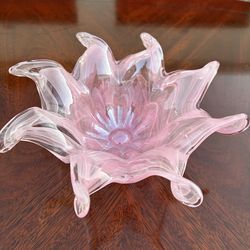 Vintage Pink Swirl Art Glass Bowl