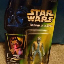 Star Wars Power Of The Force Greedo With Blaster Pistol Carded Action Figure 