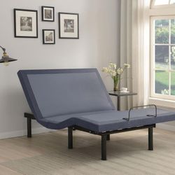 LED Queen Adjustable Bed Base Gray And Black 2 USB Port 