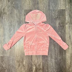 Juicy Couture Pink Velour Zip-Up Hoodie for Girls Sz S