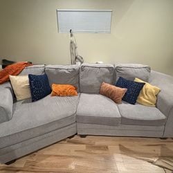 Light Grey Sectional Couch with Cuddler - Good Condition