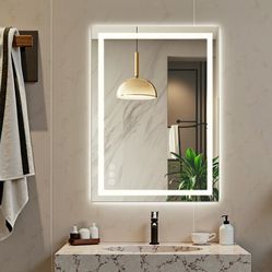 32 x 24 Touch Button Bathroom Mirror Switchable Color LED with Defogger 32x24