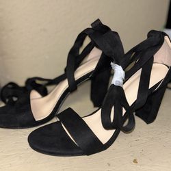 Black Laced Up Heels Size 11