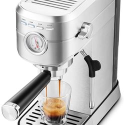 CASABREWS CM5418 Espresso Machine 20 Bar, Compact Espresso Maker with Steam Milk Frother, Stainless Steel Coffee Machine with 34oz Removable Water Tan